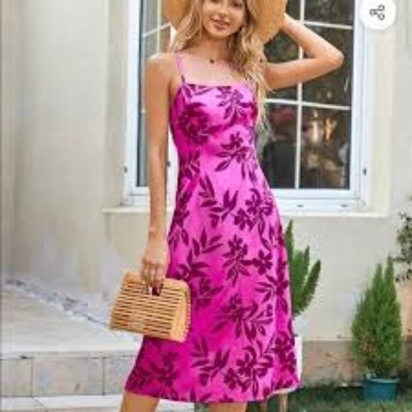 CUPSHE Pink Backless Fitted Waisted A-Shape Dress Size Large - Picture 4 of 13